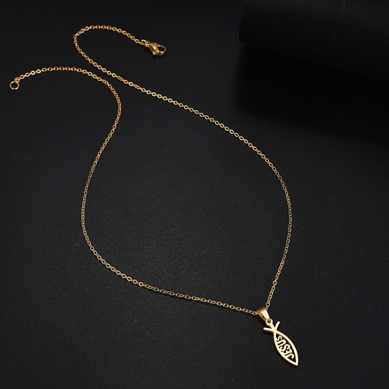 Christianartworkshop Chain Jesus Fish Shape Necklace