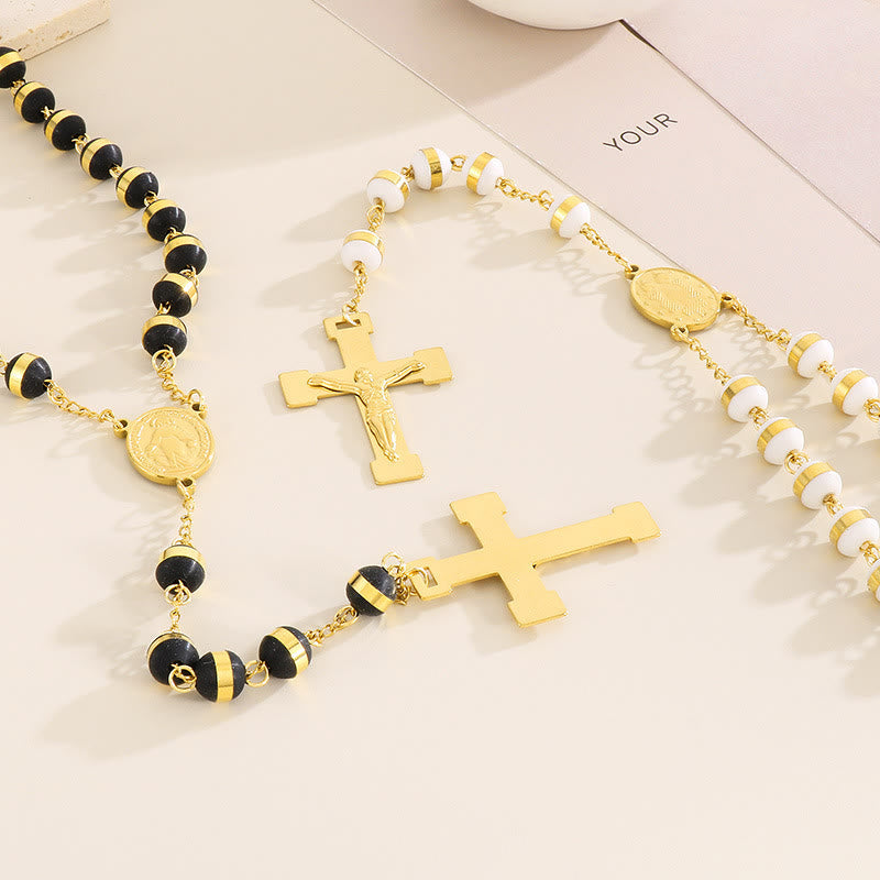 Stainless Steel/Crystal Beads Rosary with Crucifix