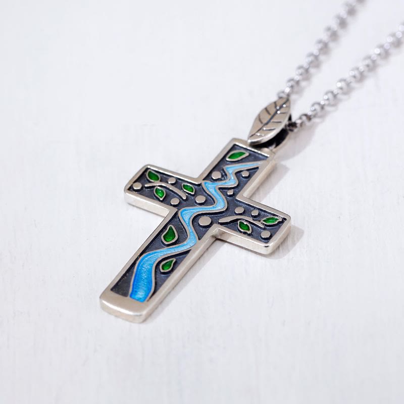 Christiandiscipleshop Fresh Style Creekside Tree Enamel Cross Necklace