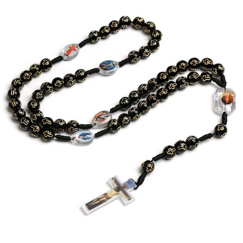 Christiandiscipleshop Crucifix of 10 mm Round Multicolor Acrylic Nylon Cord Rosary