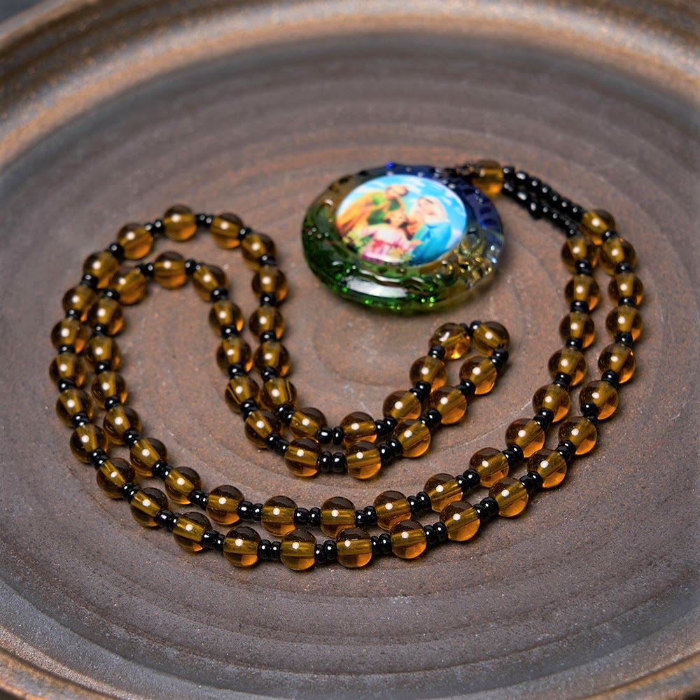 christiandiscipleshopthe Holy Family Dark Brown Beads Necklace