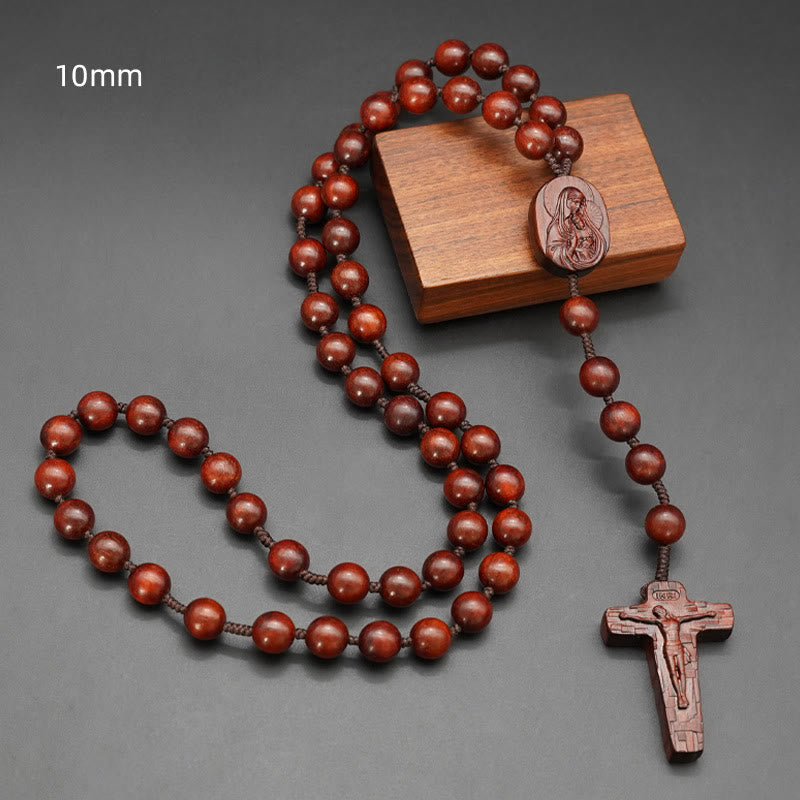 Christiandiscipleshop Quality Original Handmade Praying Rosary (Red Sandalwood/Ebony)