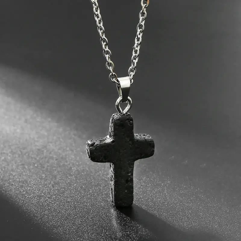 Christiandiscipleshop Natural Stone Cross Gemstone Pendant Necklace