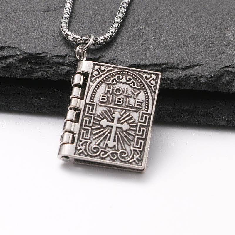 christiandiscipleshop Turnable Holy Bible Pendant Christian Necklace