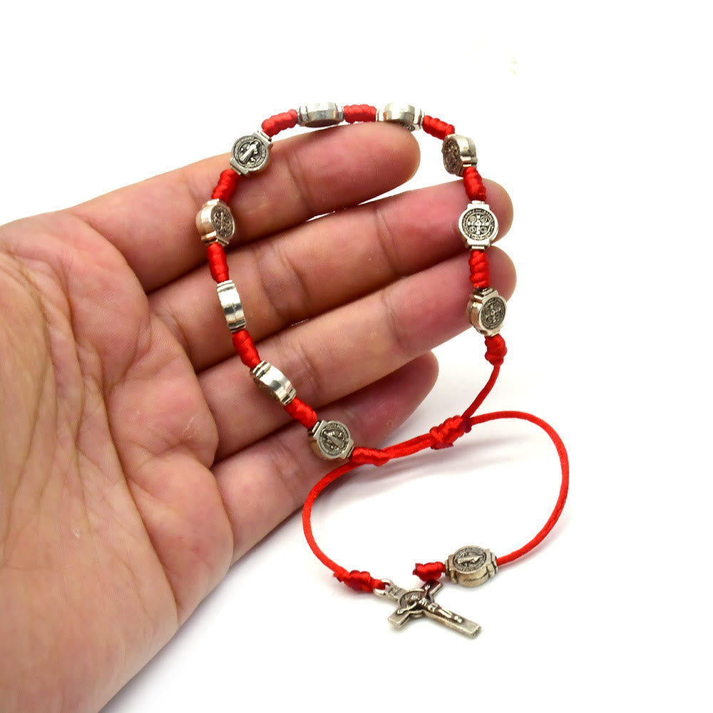 Christiandiscipleshop St. Benedict Knotted Red String Amulet Bracelet