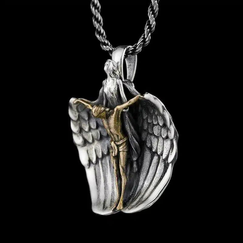 christiandiscipleshop Holy Jesus Redeeming Angel Prayer Religious Necklace