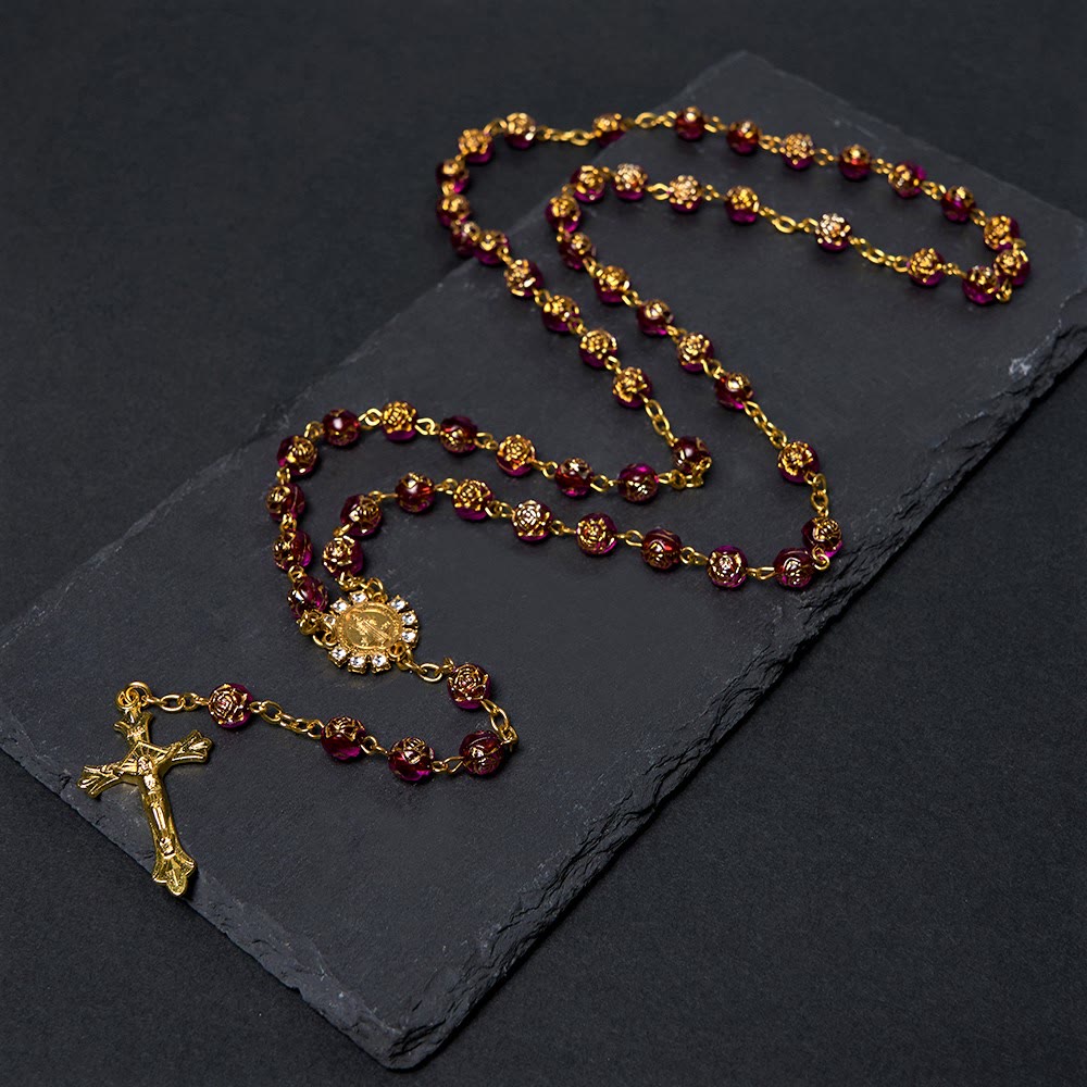 Christiandiscipleshop St. Benedict Medal & Crucifix of 8 mm Round Multicolor Acrylic Alloy Chain Rosary