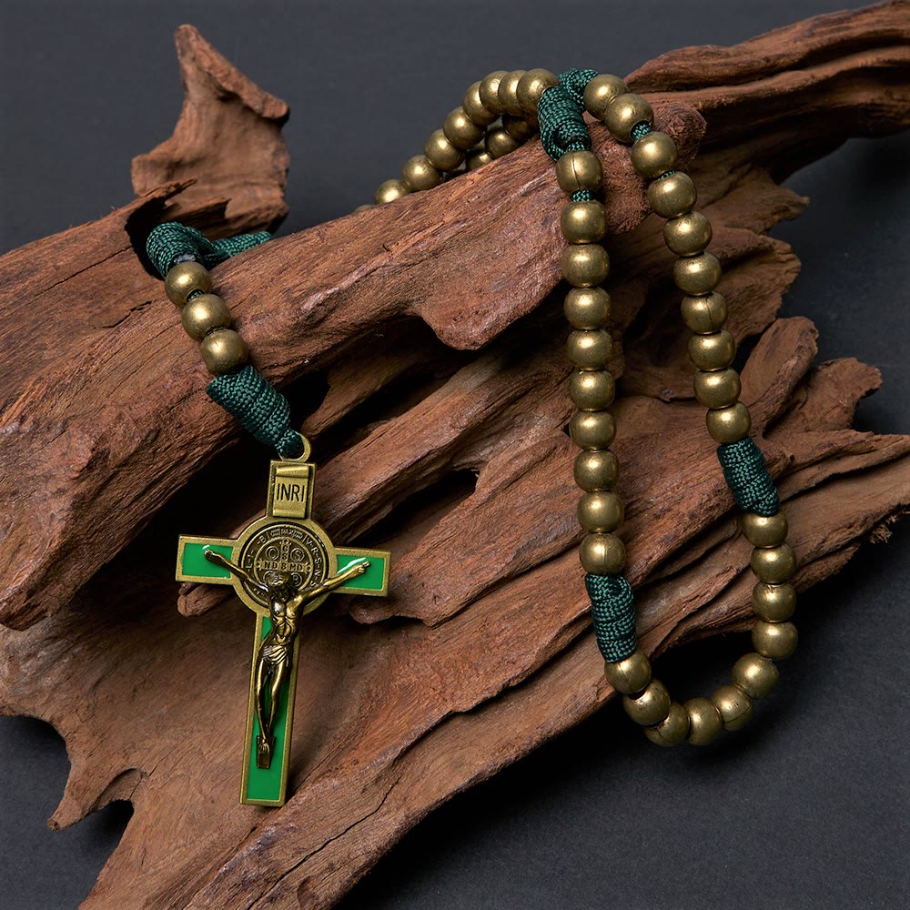 Christiandiscipleshop Crucifix of 10 mm Round Bronze Acrylic Paracord Rosary