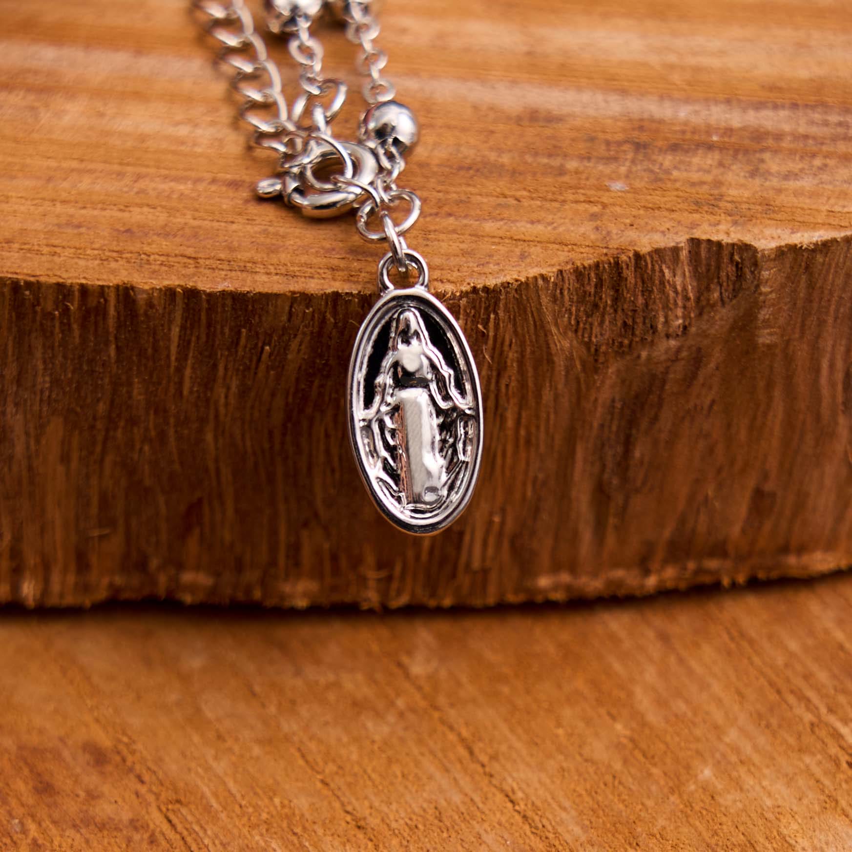 christiandiscipleshop Virgin Mary Medal & Cross Adjustable Simple Casual Bracelet