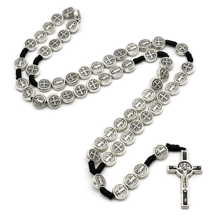Christiandiscipleshop St. Benedict Alloy Hand-woven Rosary with Crucifix