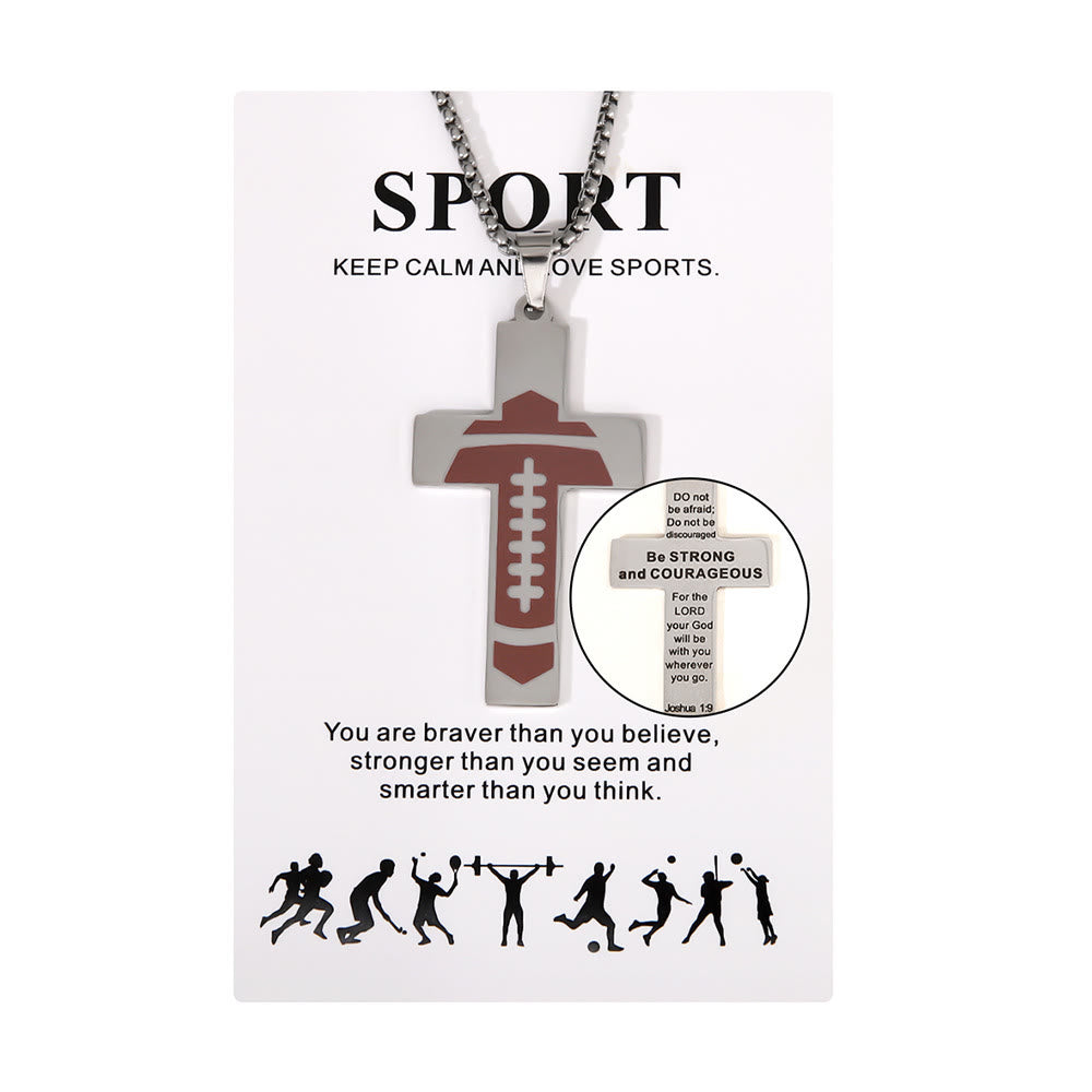 Christiandiscipleshop Sport Style Football Pray for Blessings Cross Necklace