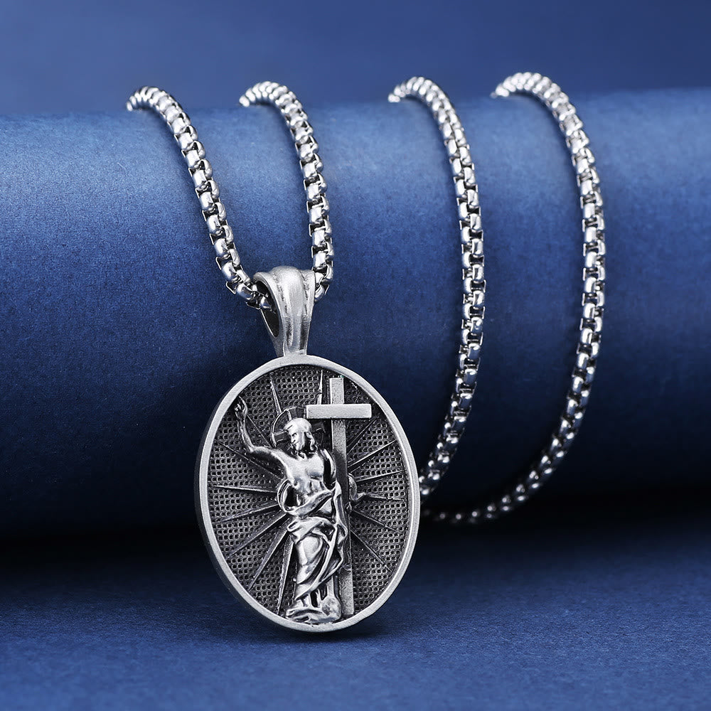 Christiandiscipleshop Risen Jesus Medallion Christian Religious Necklace