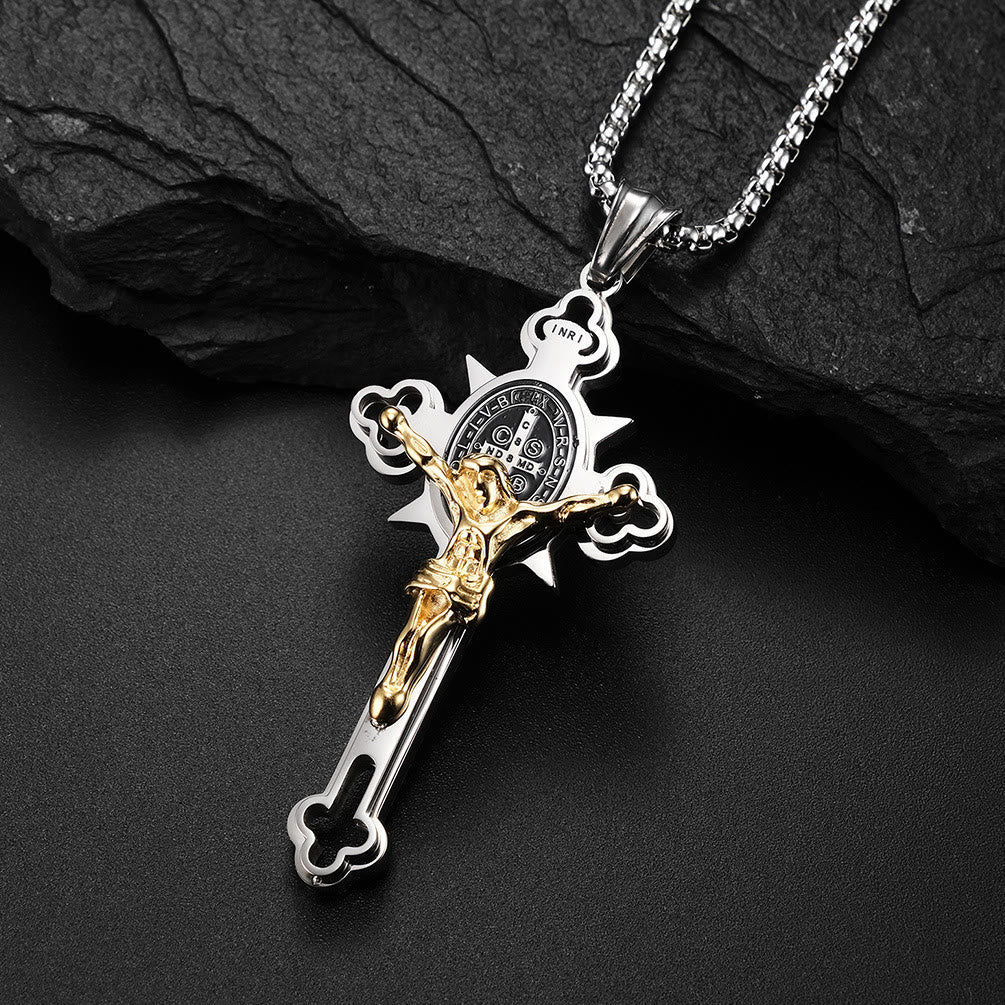 Christiandiscipleshop St. Benedict Symbol Crucifix Necklace
