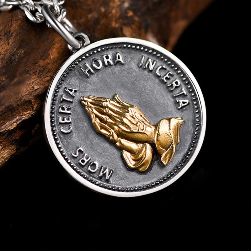 Christiandiscipleshop Praying Hands Retro Coin Solid Pendant Necklace