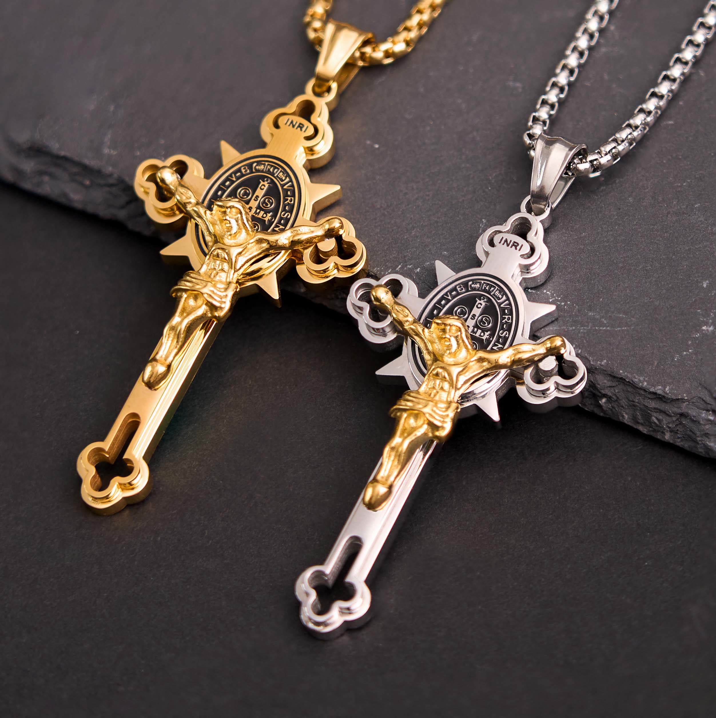 Christiandiscipleshop St. Benedict Symbol Crucifix Necklace