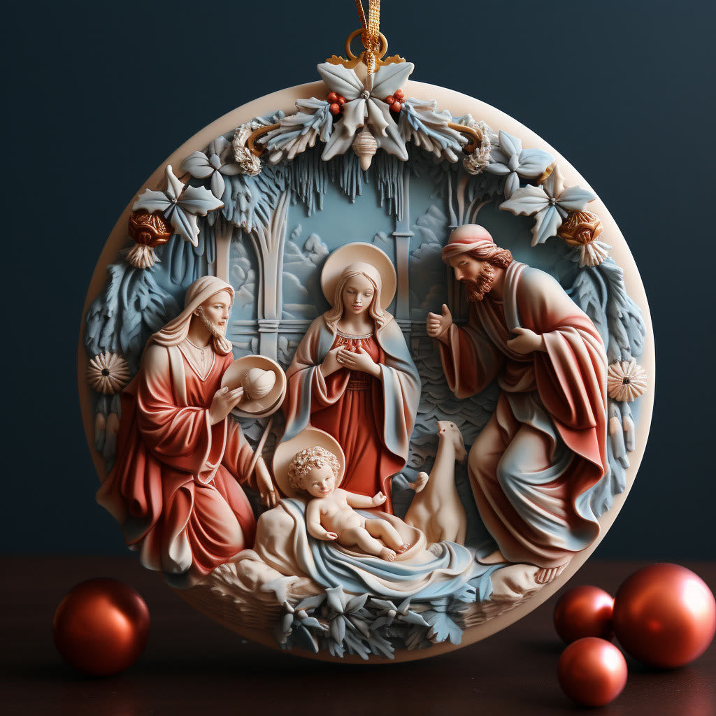 Christiandiscipleshop Retro Style Nativity Christmas Hanging Ornaments A