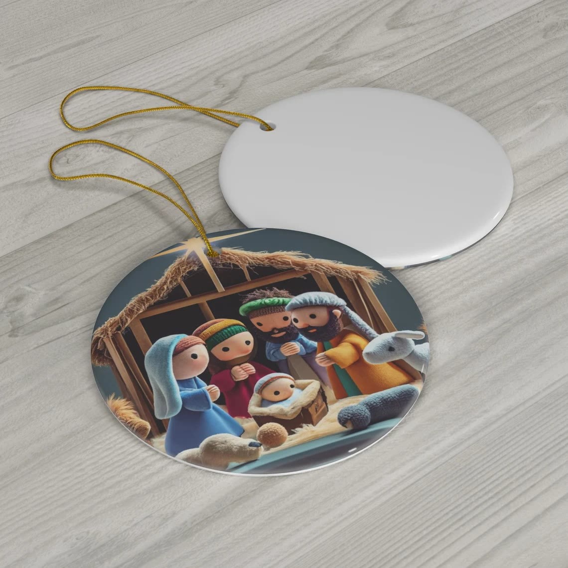 Christianartworkshop Abstract Cartoon Style Nativity Blessing Christmas Hanging Ornaments A