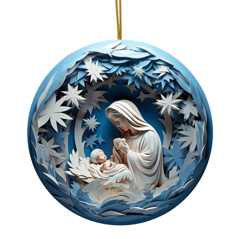 Christiandiscipleshop Sculptural Style Nativity Christmas Hanging Ornaments B