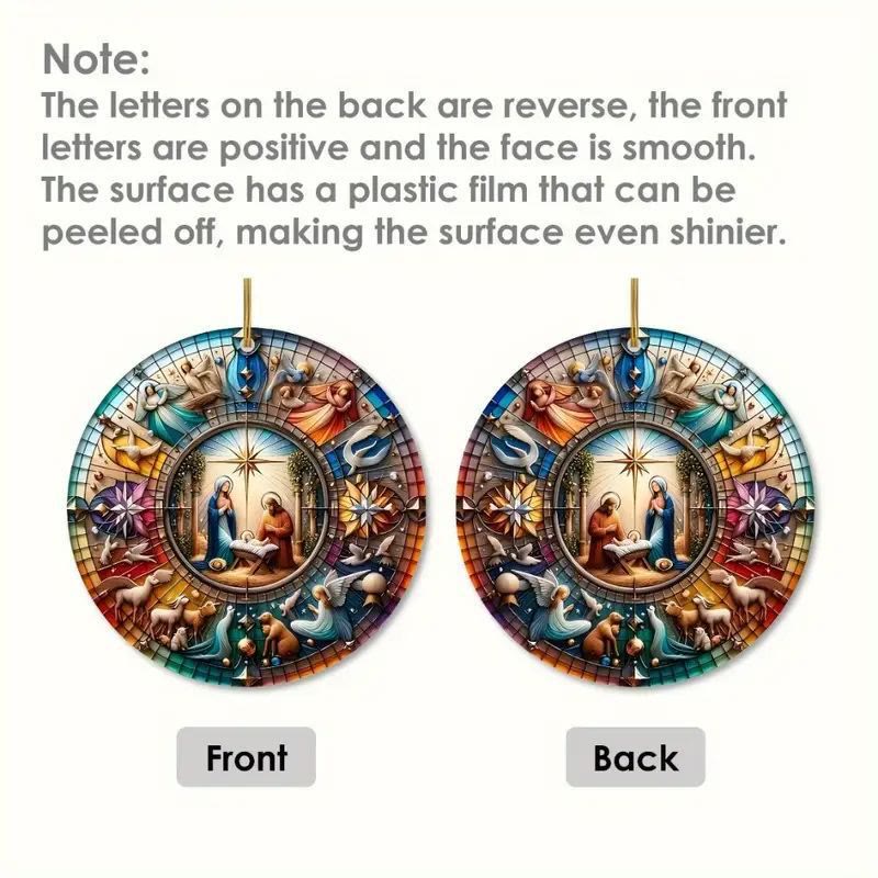 christiandiscipleshop Stained Glass Styles Colorful Nativity Hanging Ornaments D