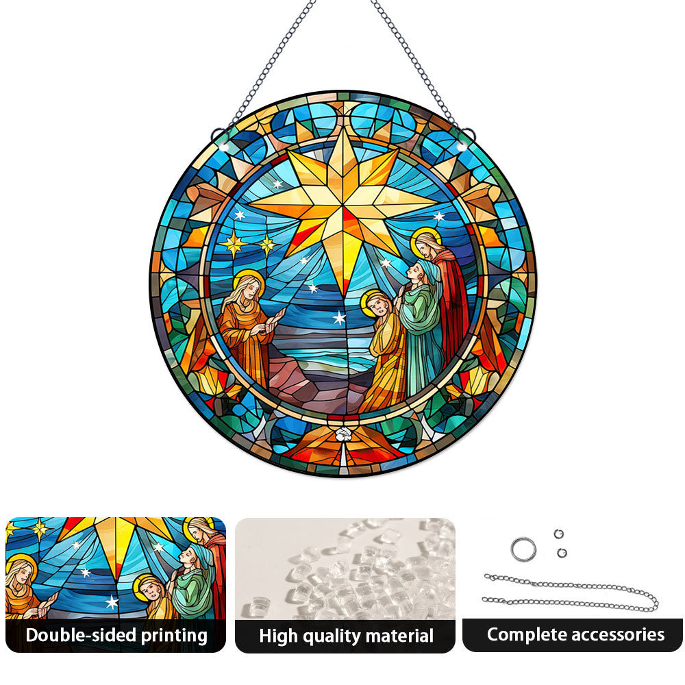 Christiandiscipleshop Stained Glass Styles Colorful Christ Scene Hanging Ornaments E