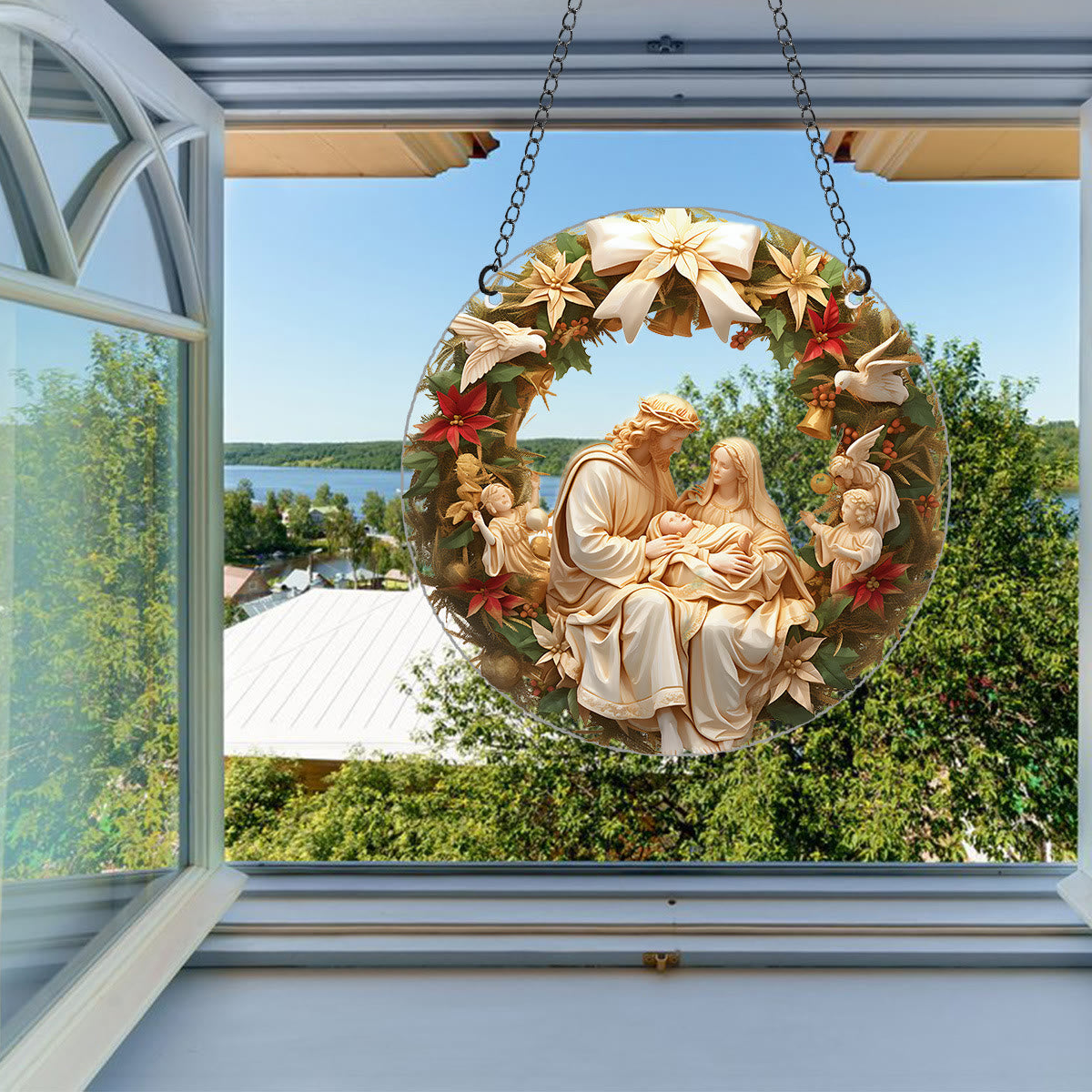 Christiandiscipleshop Sculptural Realism Style Holy Family Christmas Parasite Hanging Ornaments