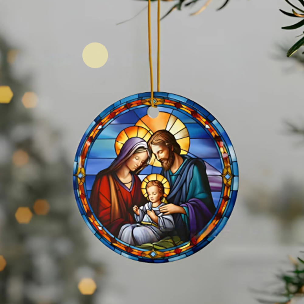 christiandiscipleshop Stained Glass Styles Holy Family Christmas Colorful Hanging Ornaments A