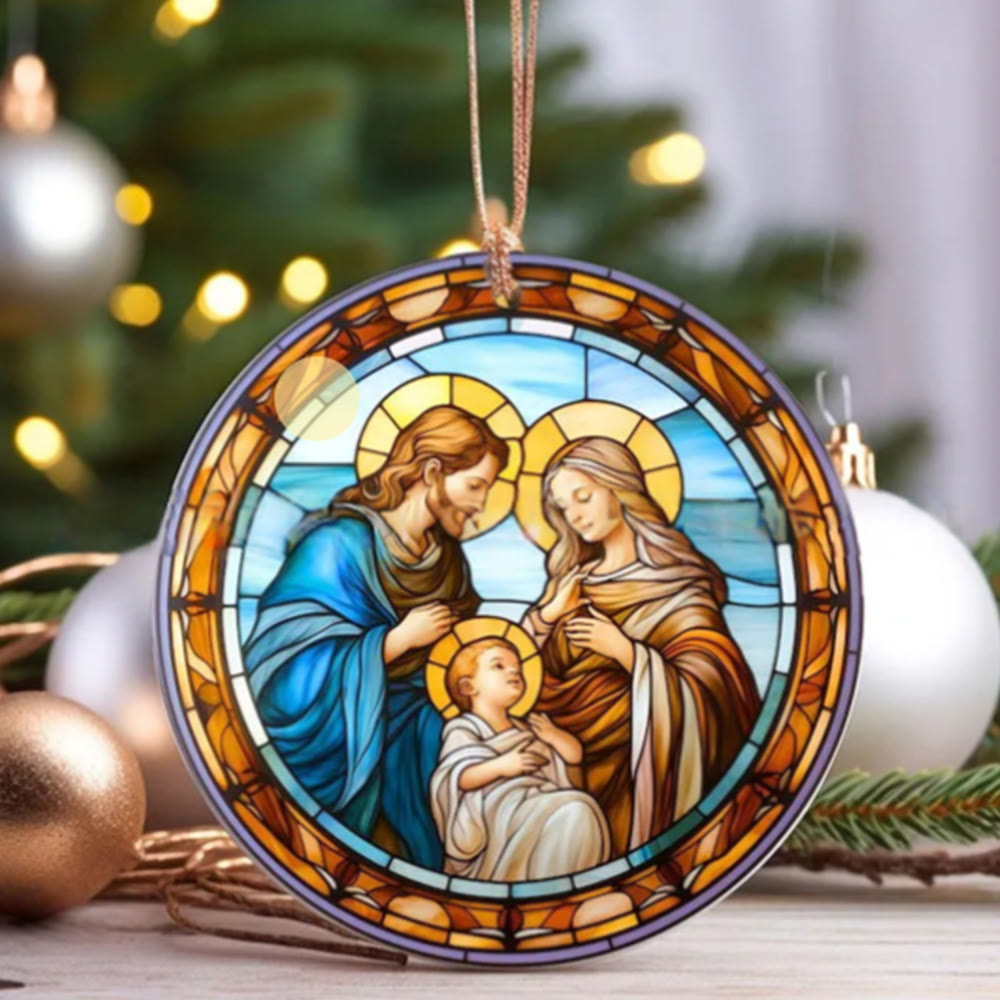 christiandiscipleshop Stained Glass Styles Holy Family Christmas Colorful Ornaments B