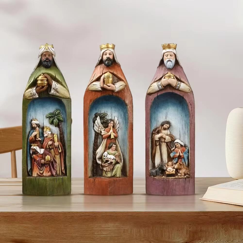 Christiandiscipleshop Realistic Style Resin Stereoscopic Colorful Nativity Desktop Decorations Ornament