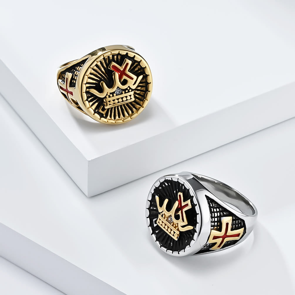 Christiandiscipleshop Retro Style Cross & Crown Titanium Ring