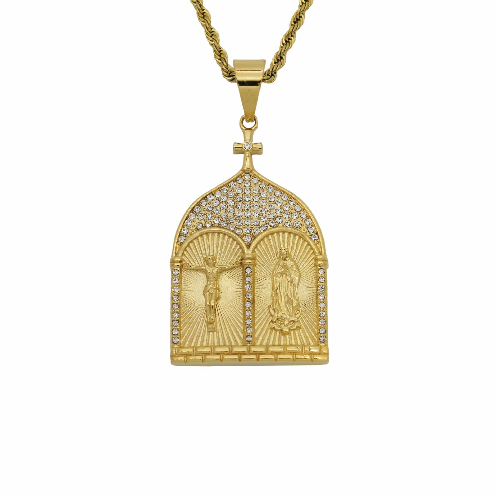 Christiandiscipleshop Classic Style Jesus & Our Lady Church Door Necklace