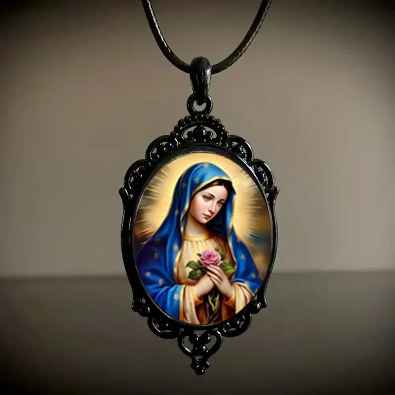Christiandiscipleshop Gothic Style Vintage Border Our Lady of Guadalupe Necklace