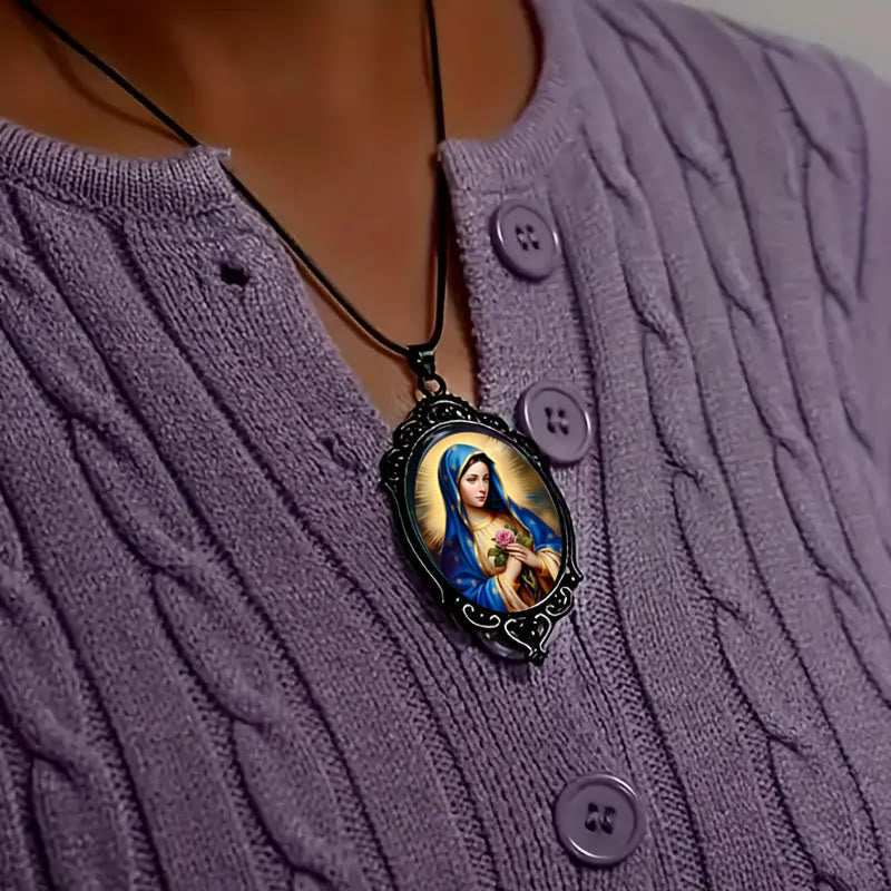Christiandiscipleshop Gothic Style Vintage Border Our Lady of Guadalupe Necklace