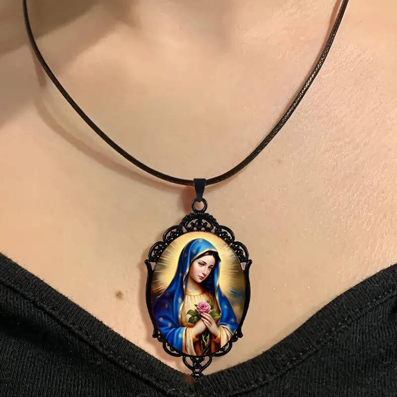 Christiandiscipleshop Gothic Style Vintage Border Our Lady of Guadalupe Necklace