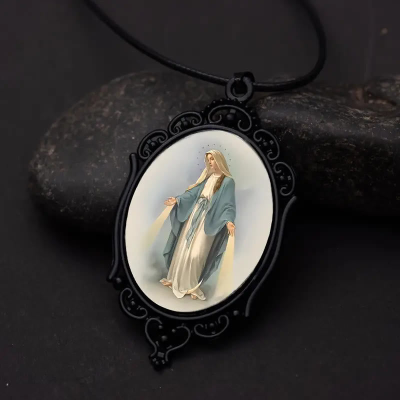 Christiandiscipleshop Gothic Style Vintage Border Our Lady of Grace Necklace