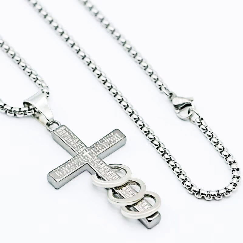 christiandiscipleshop Minimalist Style Bible Verse Cross Pendant Titanium Necklace
