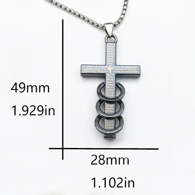 christiandiscipleshop Minimalist Style Bible Verse Cross Pendant Titanium Necklace