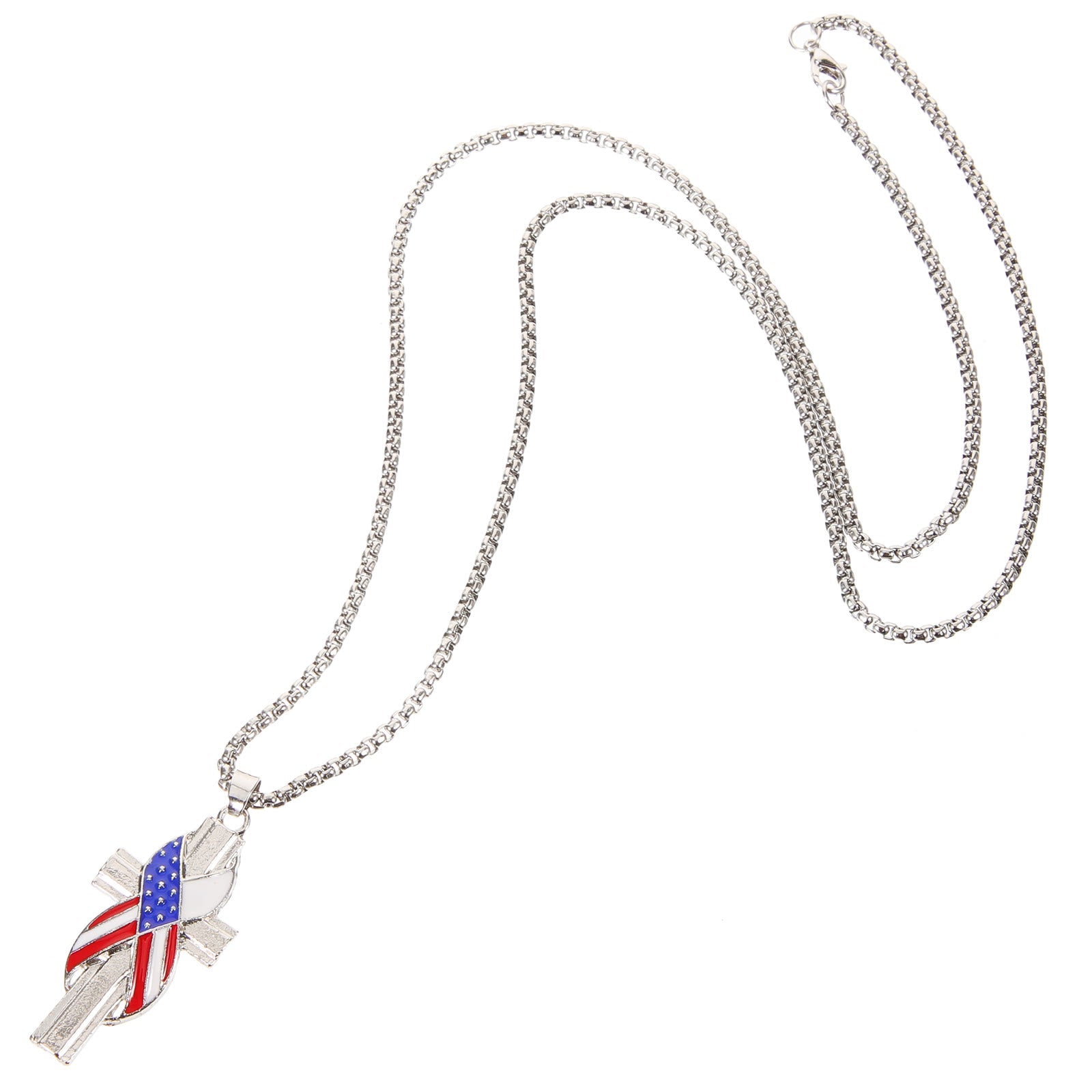 christiandiscipleshop Modern Style American Flag Icon Cross Pendant Alloy Necklace
