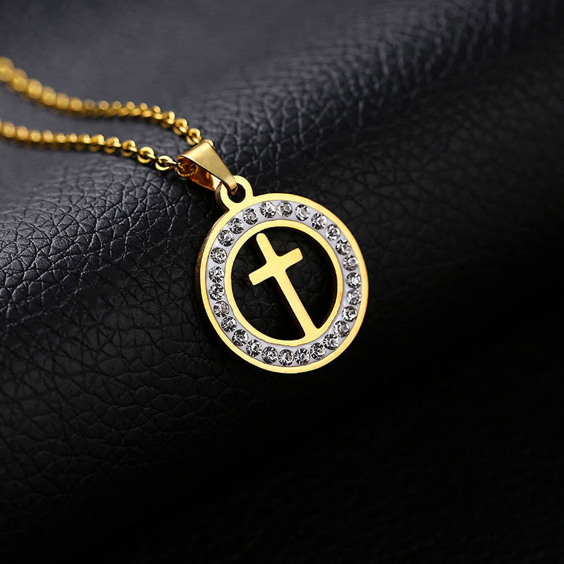 christiandiscipleshop2 Minimalist Style Cross Golden Pendant Stainless Steel Necklace