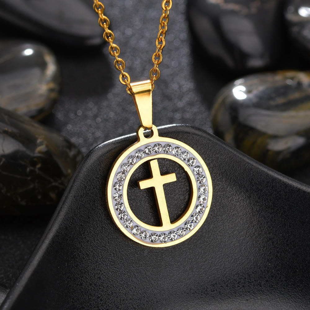 christiandiscipleshop2 Minimalist Style Cross Golden Pendant Stainless Steel Necklace