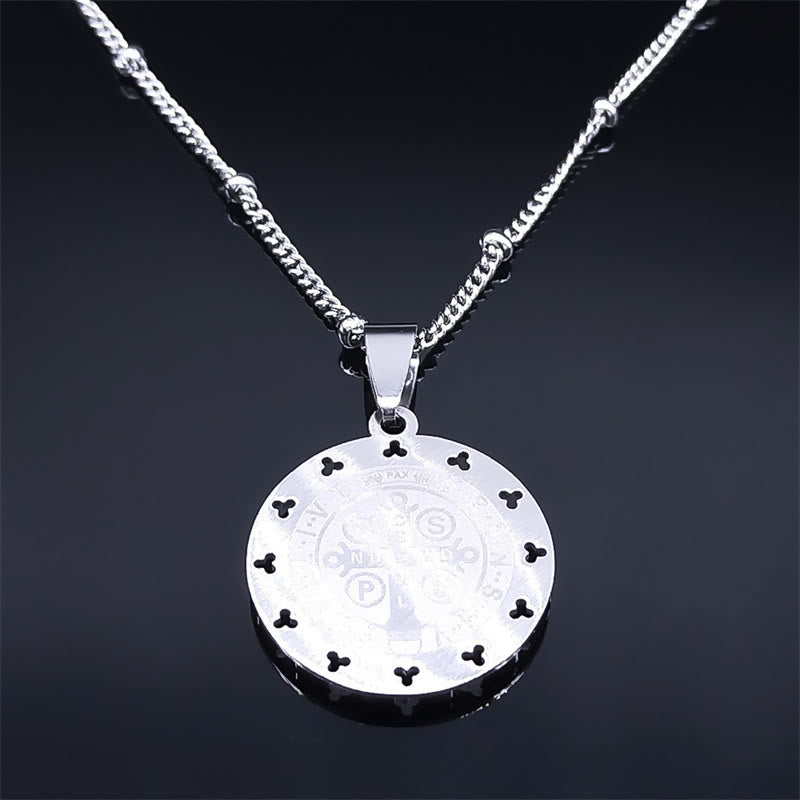 Christiandiscipleshop Retro Style Gem-set St. Benedict Medal Pendant Necklace