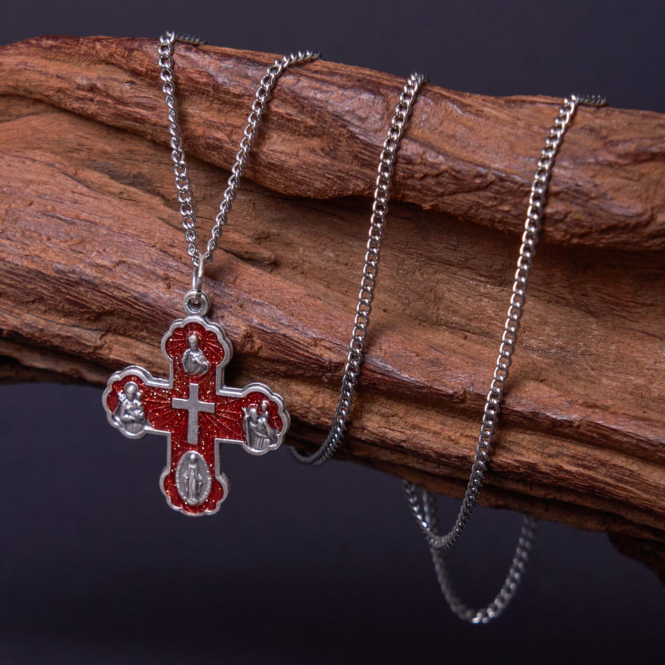 Christianartworkshop Classic Style Carmelite Five-in-One Four-Way Cross Pendant Alloy Necklace