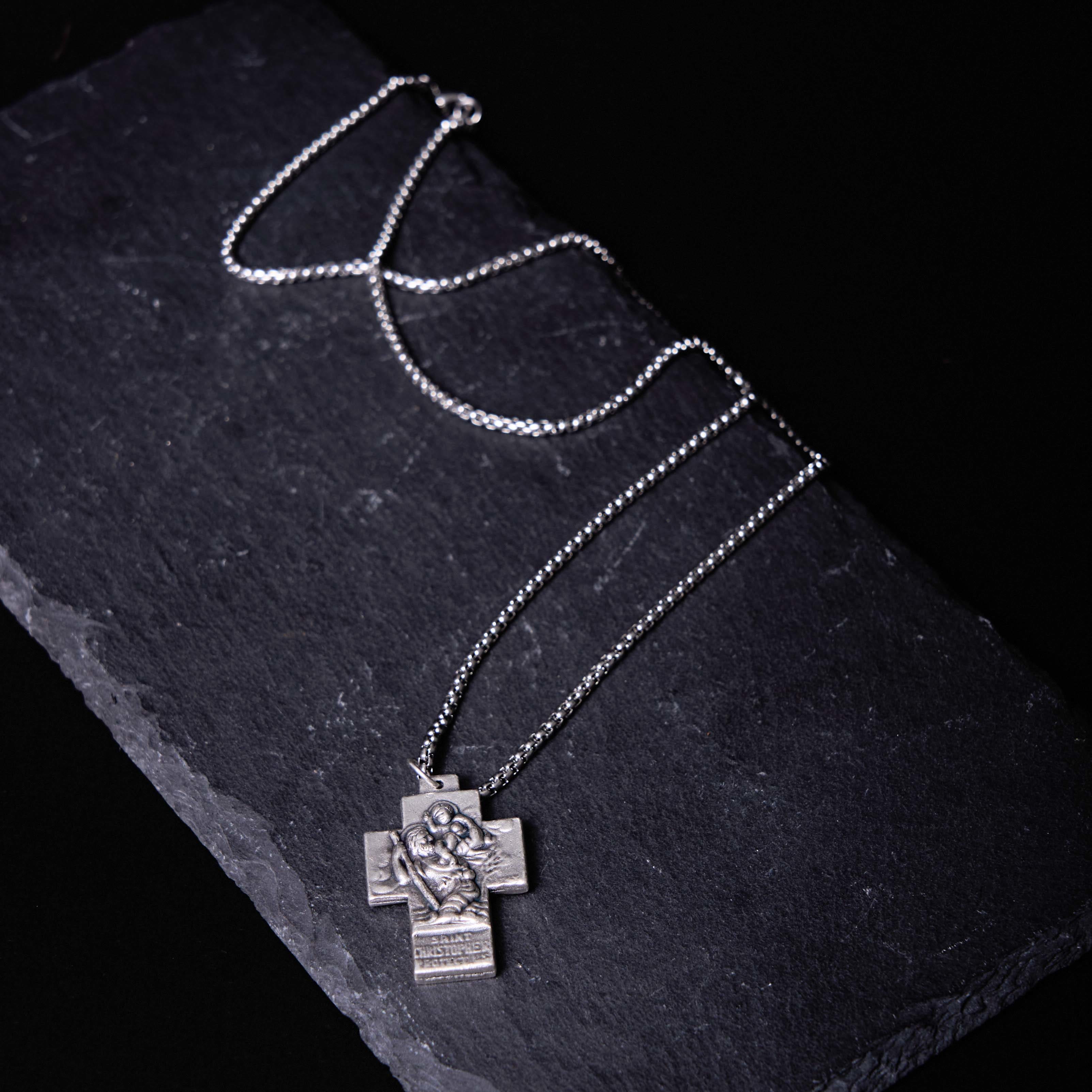 Christiandiscipleshop Classic Style Jesus Mary Joseph Guardian Cross Pendant Alloy Necklace