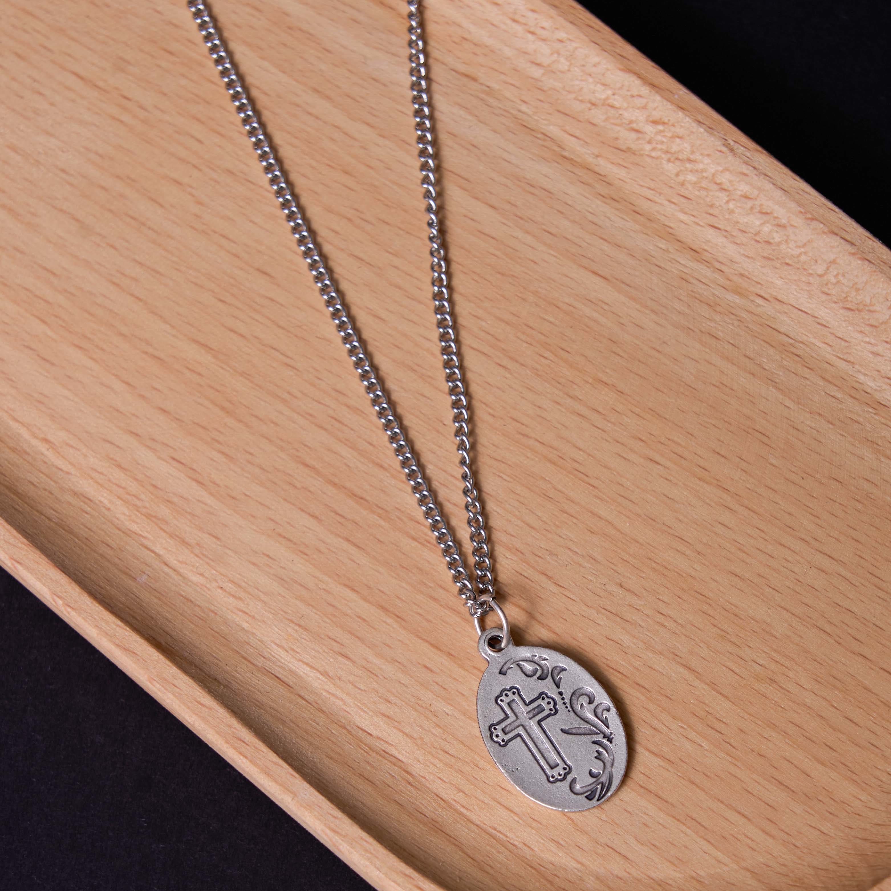 Christiandiscipleshop Classic Style Sacred Heart of Jesus Cross Flower Pendant Necklace