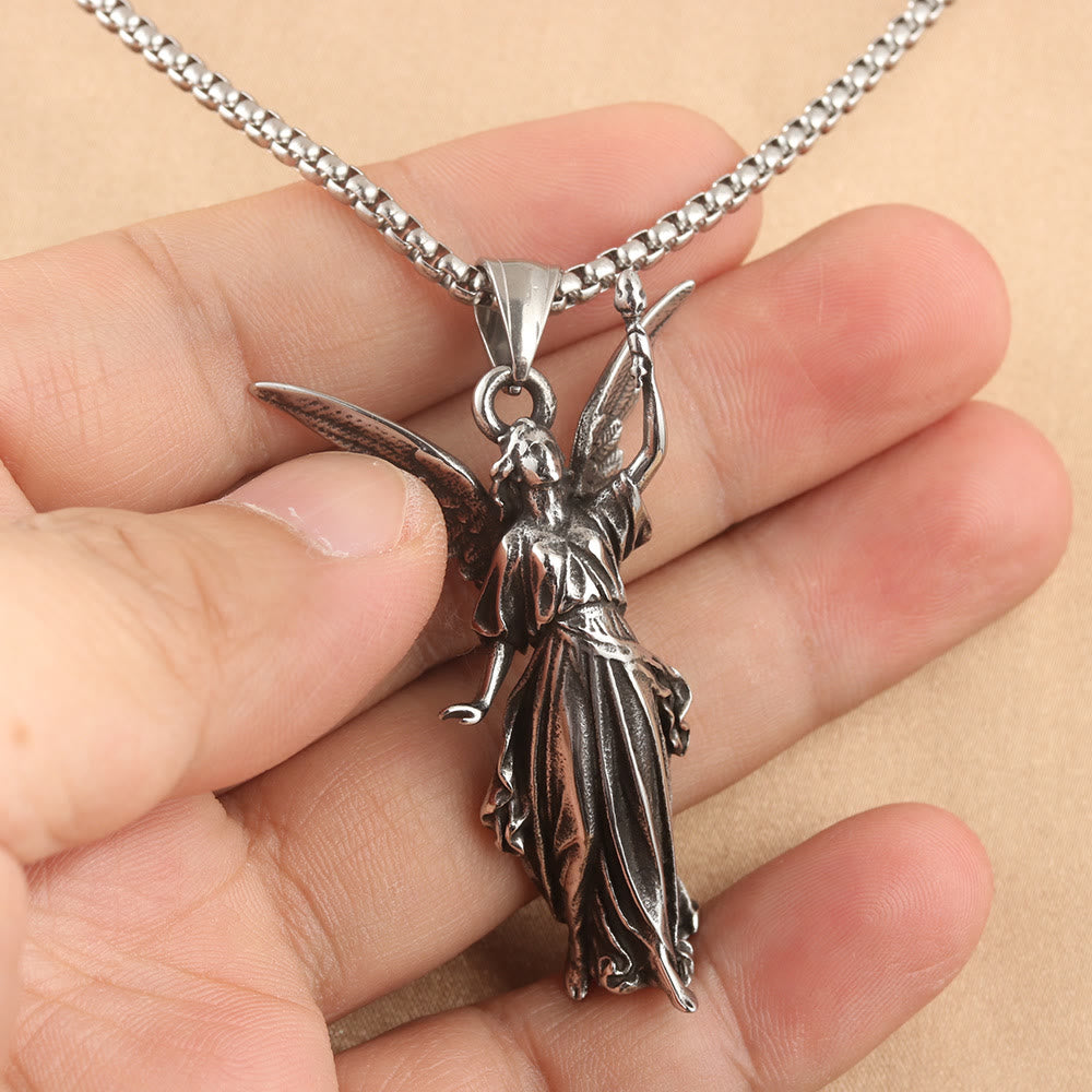 Christiandiscipleshop Classic Style Heavenly Protection Guardian Angel Titanium Pendant Necklace