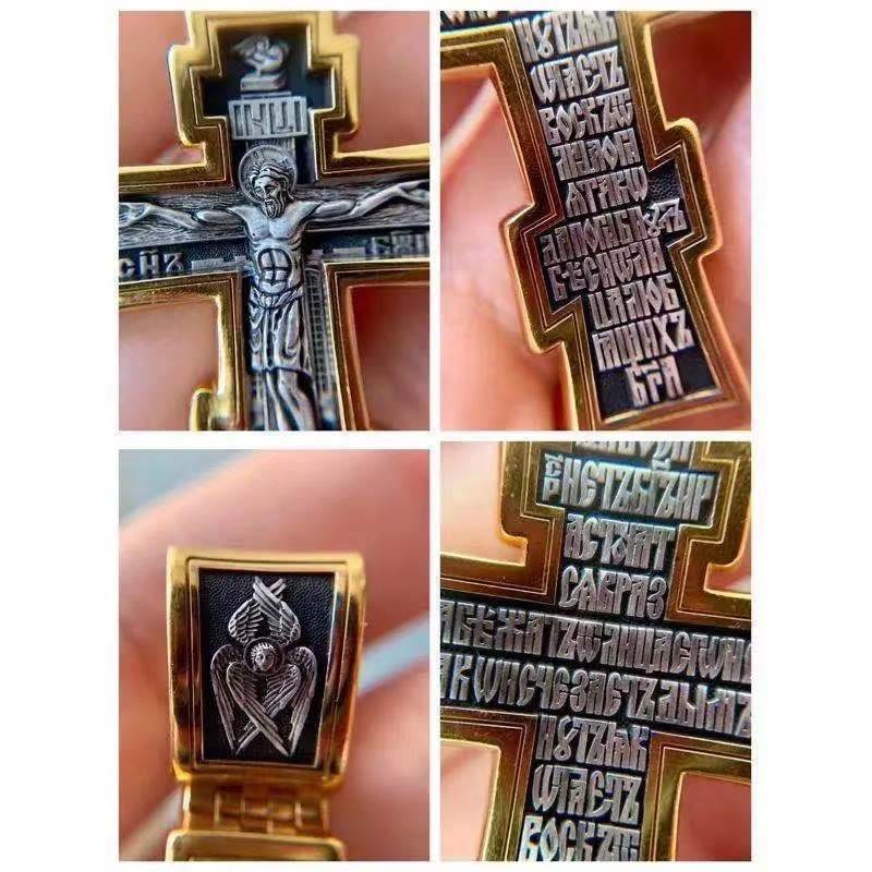 Christiandiscipleshop Retro Style Crucified Jesus Bicolor Alloy Pendant Necklace
