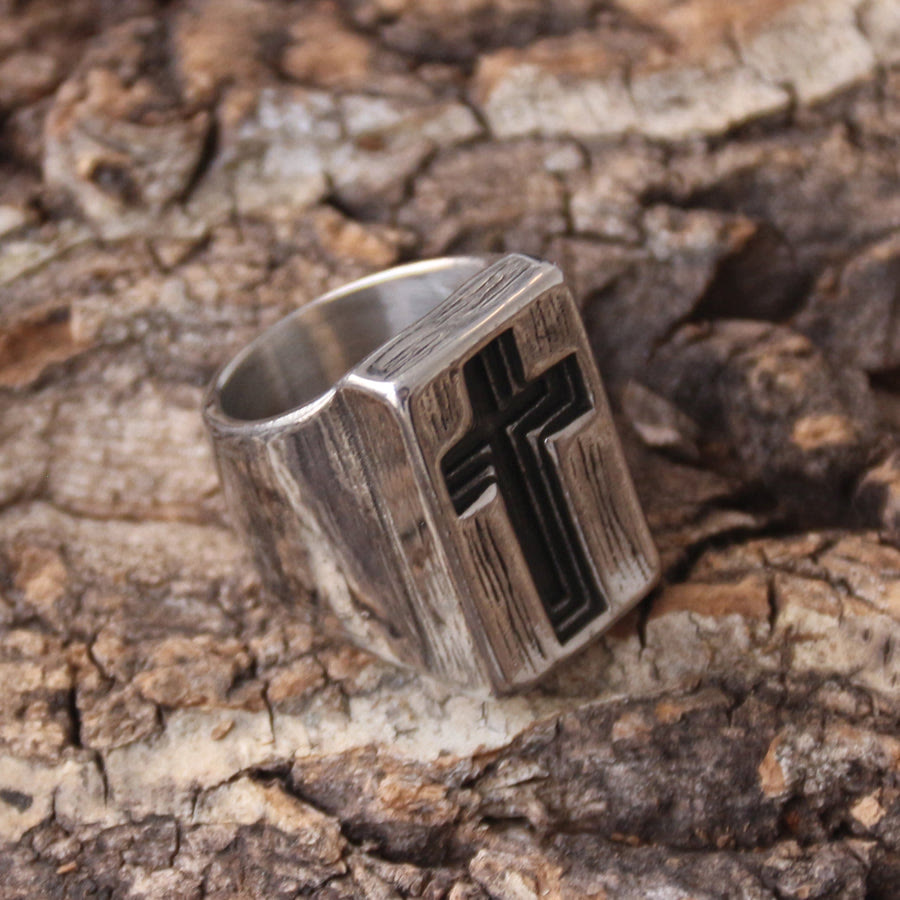 Christiandiscipleshop Retro Minimalist Style Broadside Cross Ring