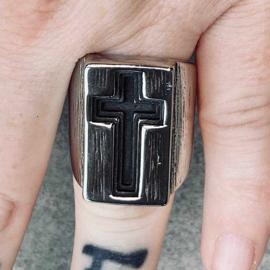 Christiandiscipleshop Retro Minimalist Style Broadside Cross Ring