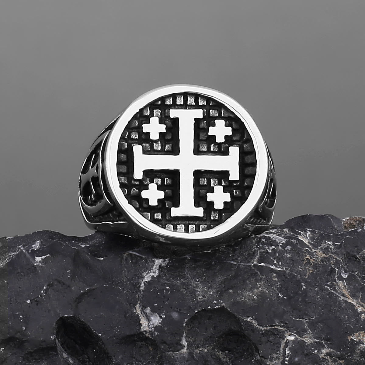 Christiandiscipleshop Retro Minimalist Style Jerusalem Cross Ring
