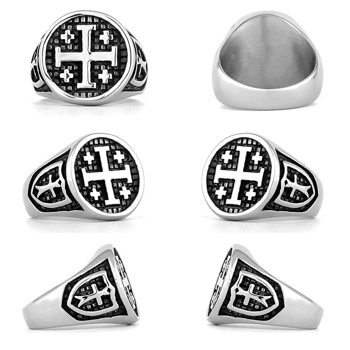 Christiandiscipleshop Retro Minimalist Style Jerusalem Cross Ring