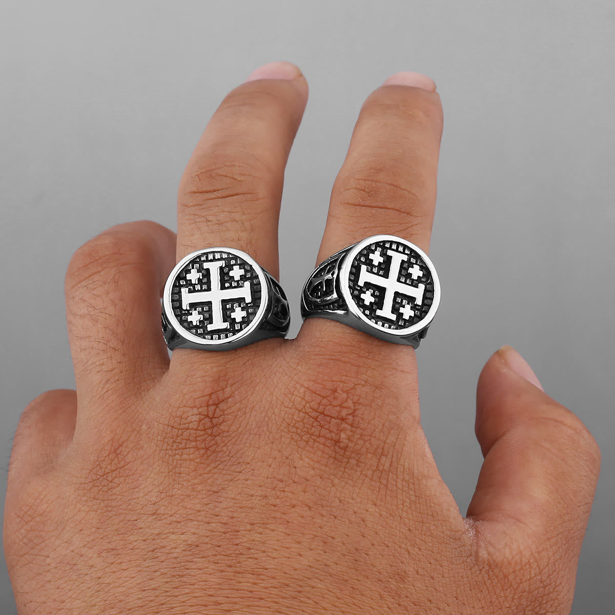 Christiandiscipleshop Retro Minimalist Style Jerusalem Cross Ring
